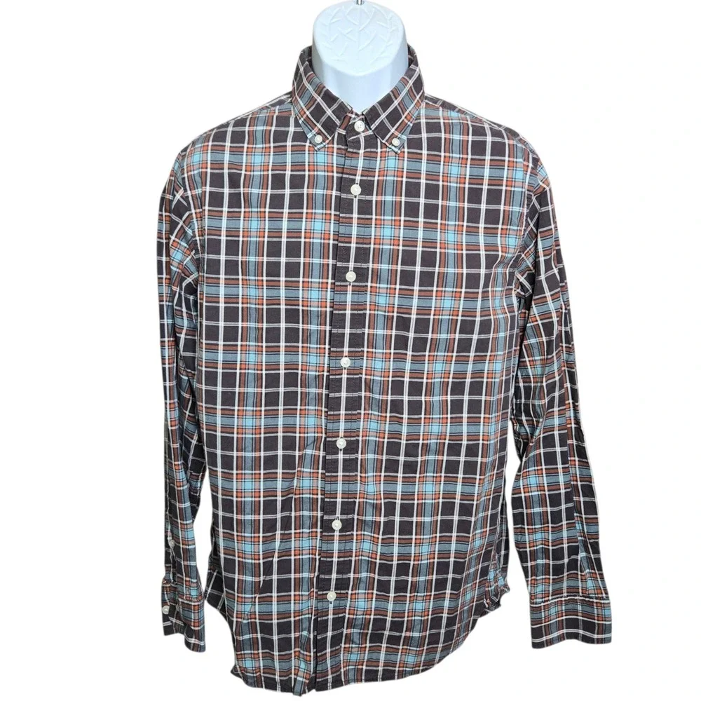 Banana Republic Mens Preppy Plaid Shirt Size M Office Career Button Down Cotton